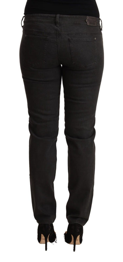 Ermanno Scervino Schwarze Skinny-Denim-Baumwolljeans mit niedriger Taille