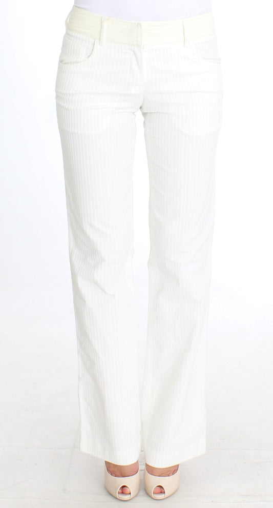 Ermanno Scervino White Striped Straight Fit 바지