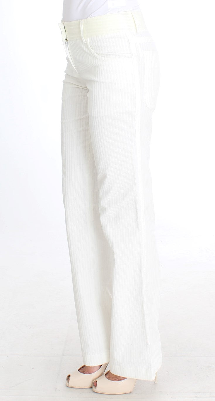 Ermanno Scervino White Striped Straight Fit 바지