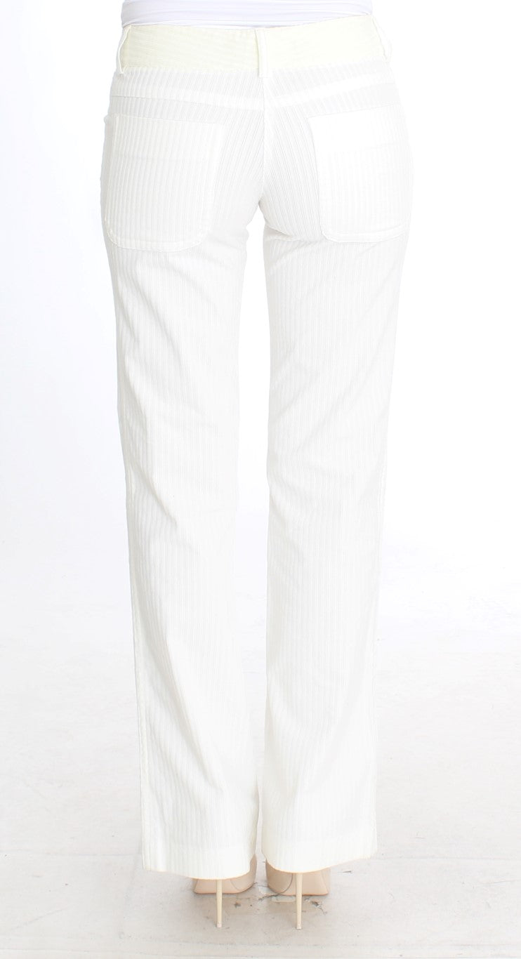 Ermanno Scervino White Striped Straight Fit 바지