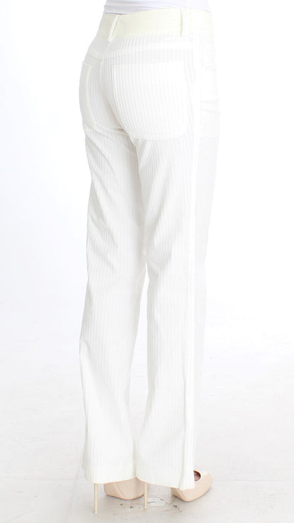 Ermanno Scervino White Striped Straight Fit 바지