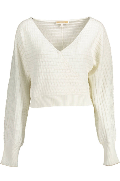 Kocca Chic White Long-Sleeved V-Neck Shirt