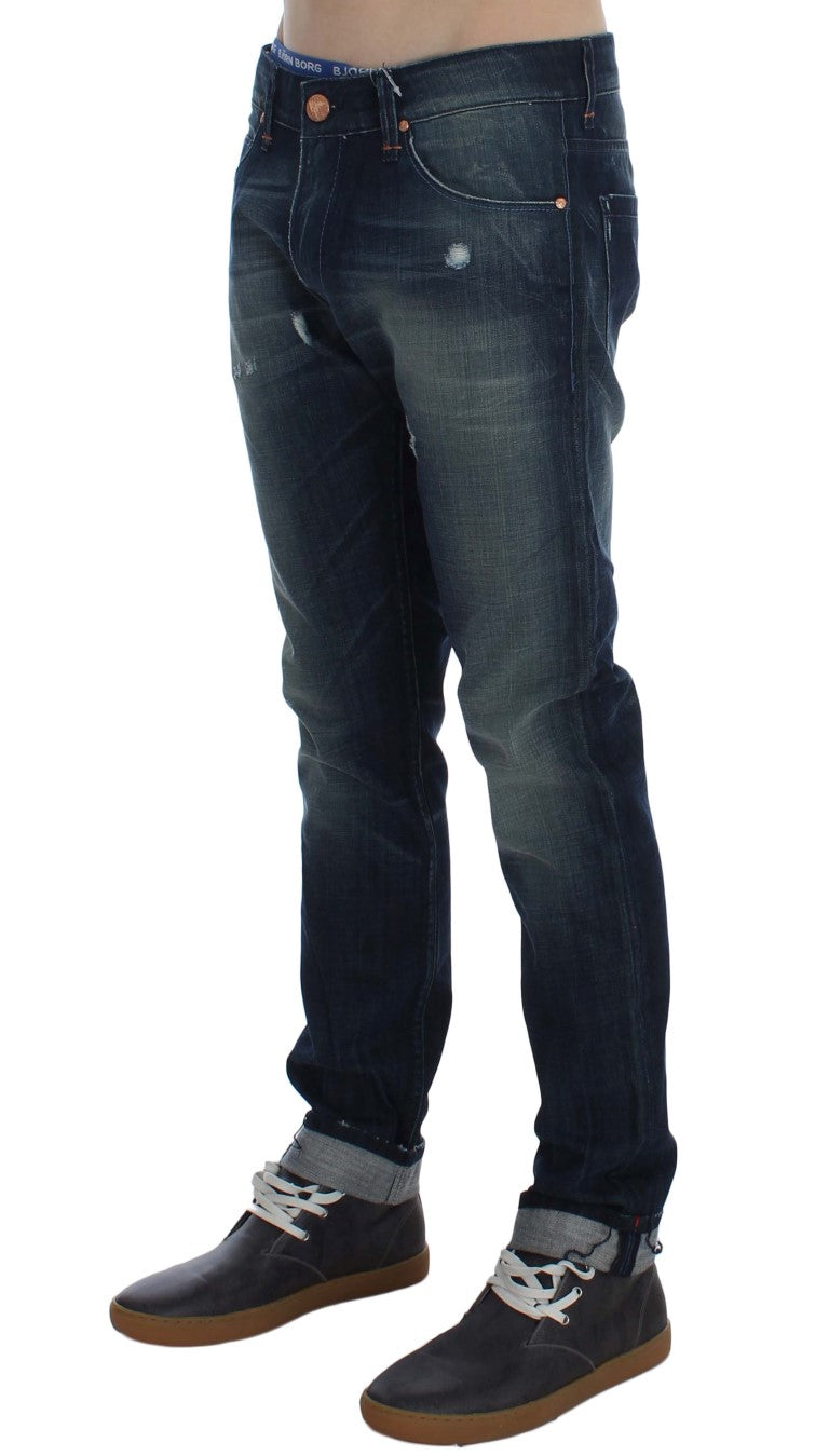 Acht Blue Wash Cotton Denim Slim Fit Jeans