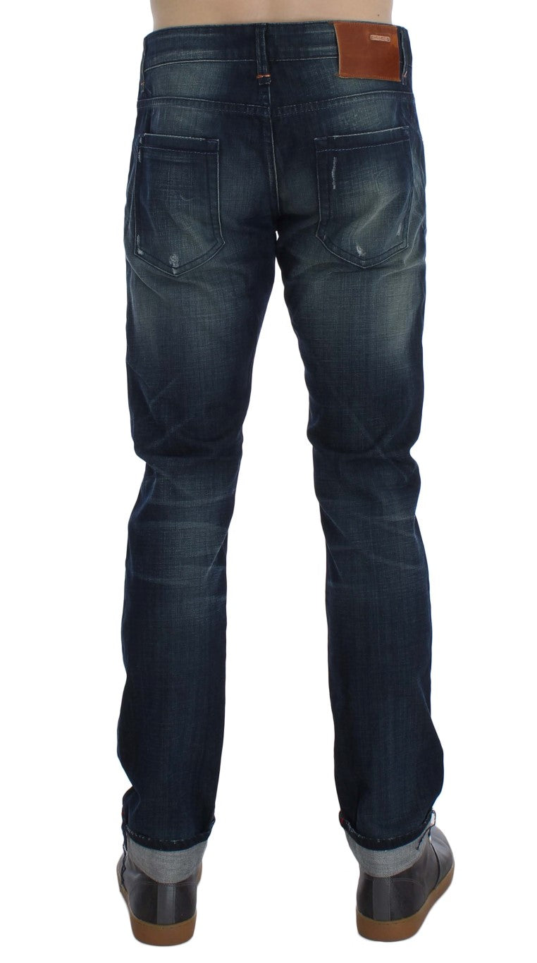 Acht Blue Wash Cotton Denim Slim Fit Jeans