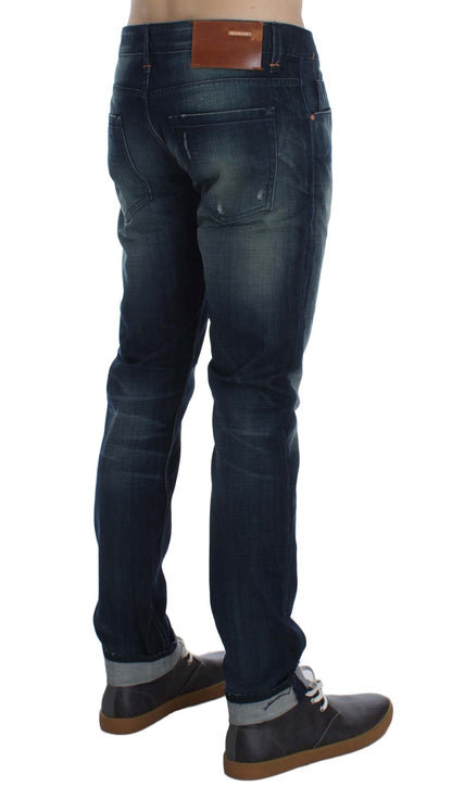 Acht Blue Wash Cotton Denim Slim Fit Jeans