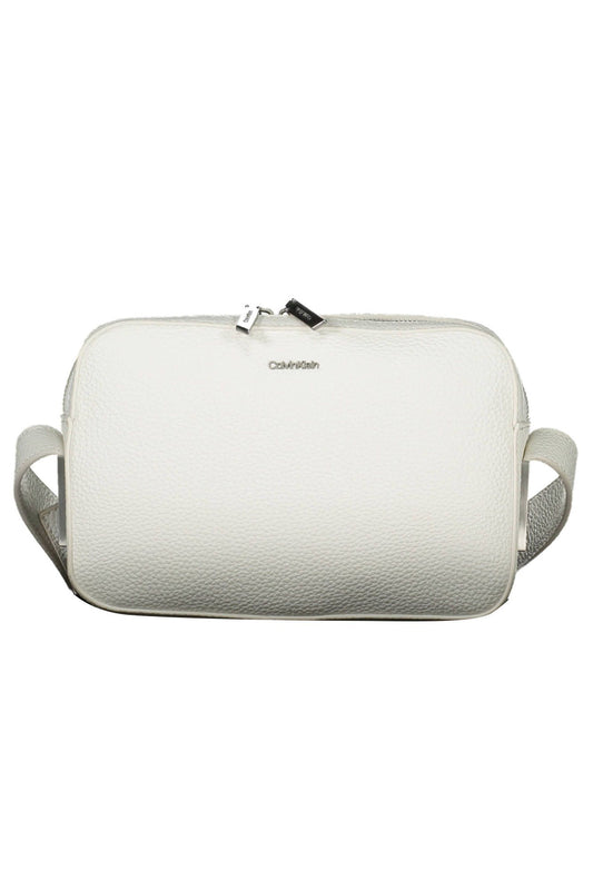 Calvin Klein Elegant White Shoulder Bag with Logo Detail