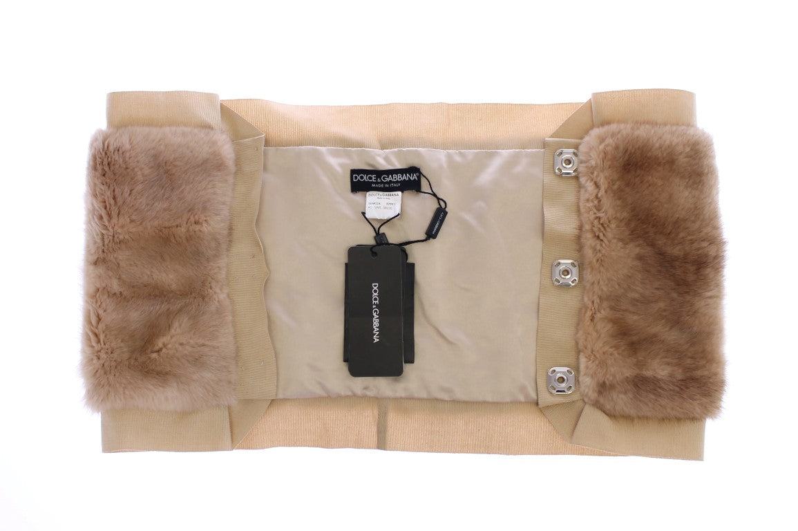 Dolce & Gabbana Beige Mink 모피 스카프 Foulard Neck Wrap