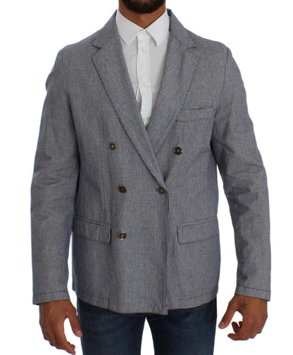 Blauer zweireihiger Blazer in normaler Passform von Master Coat