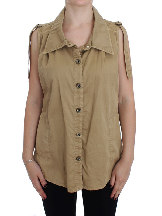 Plein Sud Beige Cotton Sleeveless 셔츠