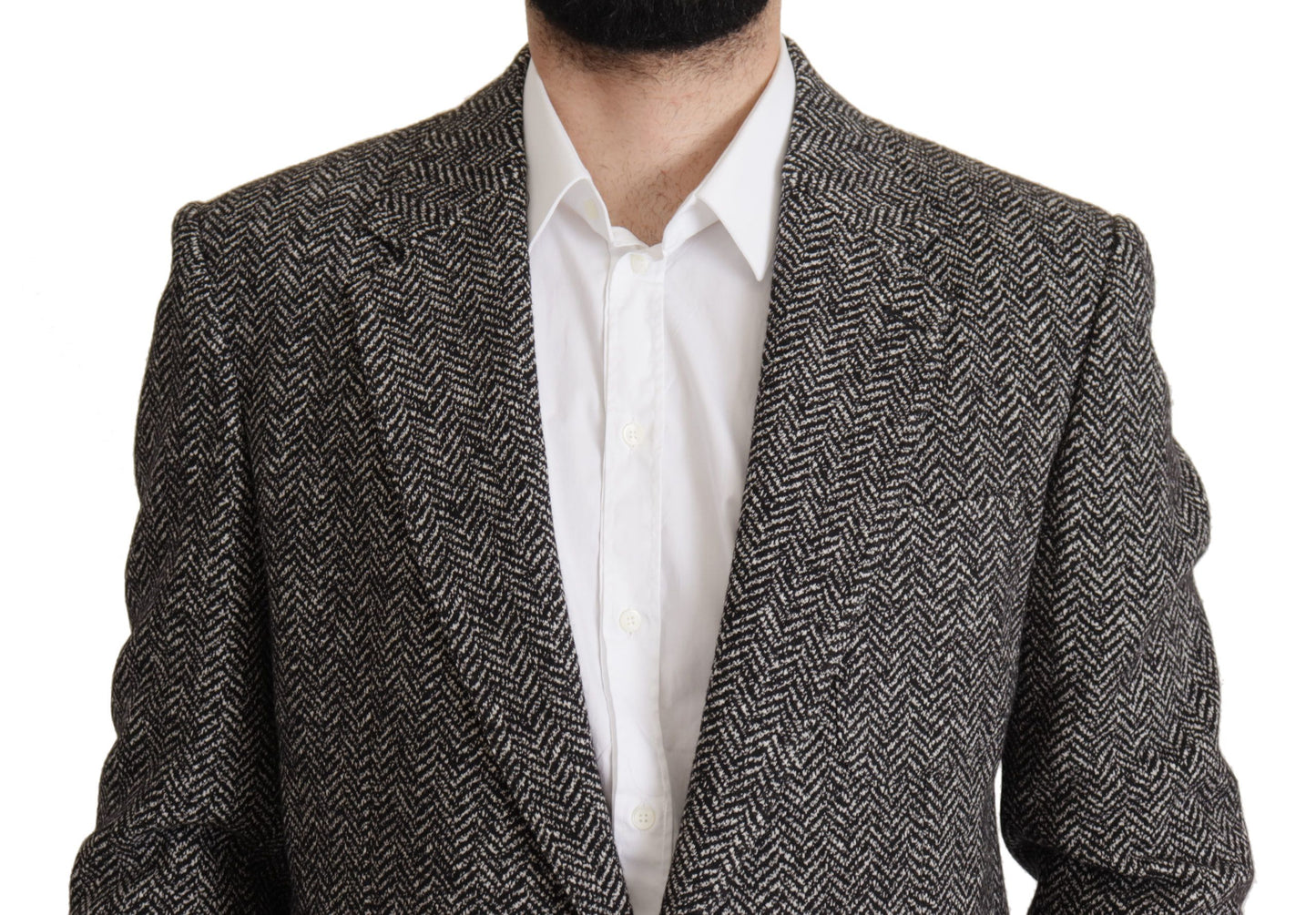 Dolce & Gabbana Exquisite Gray Herringbone Blazer Jacket