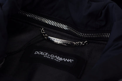 Dolce & Gabbana Black Polyester 후드 블루슨 코트 재킷