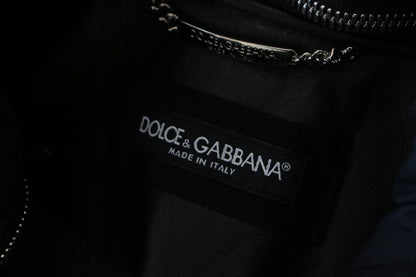 Dolce & Gabbana Black Polyester 후드 블루슨 코트 재킷