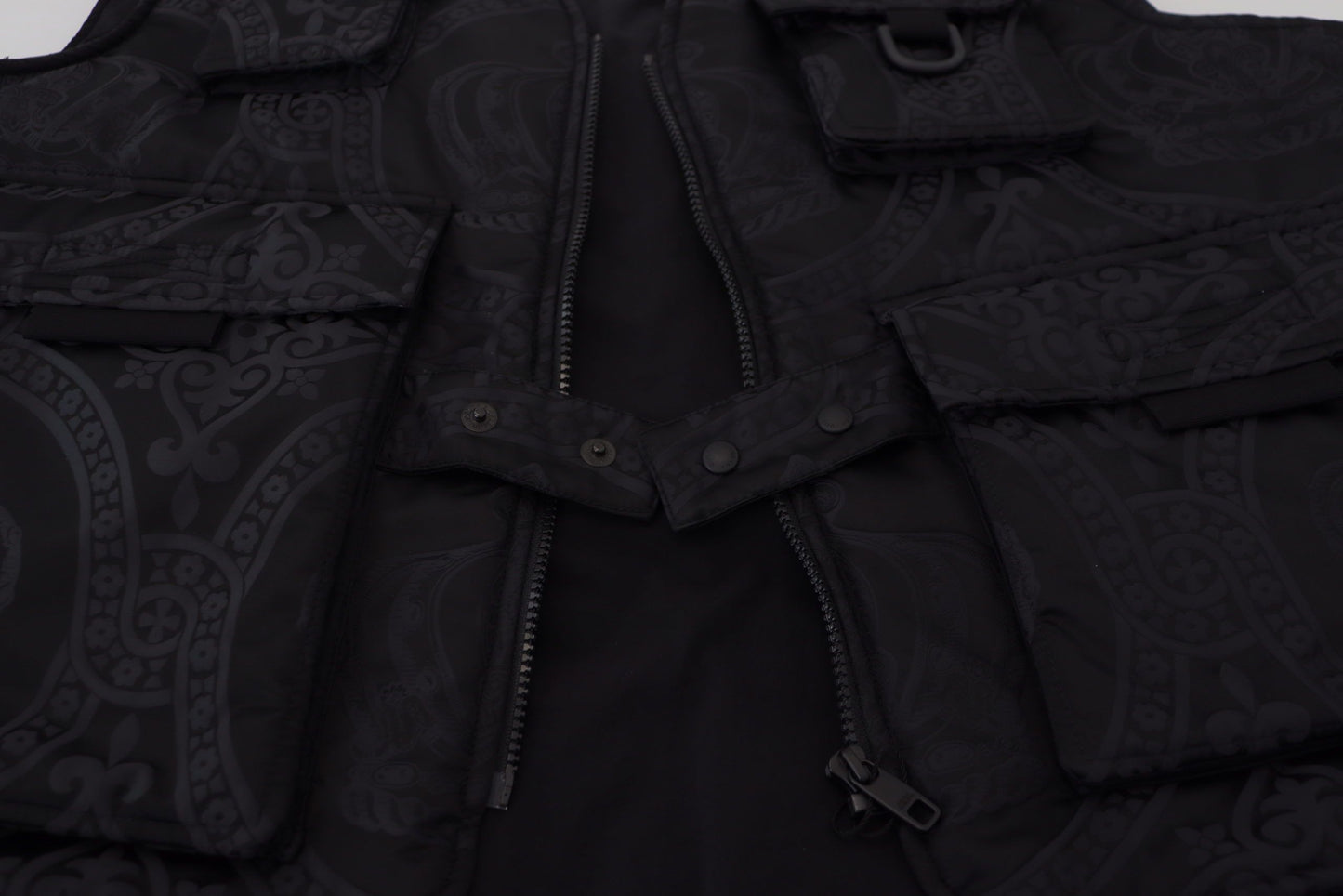 Dolce & Gabbana Black Nylon Full Zip Sleeveless 재킷