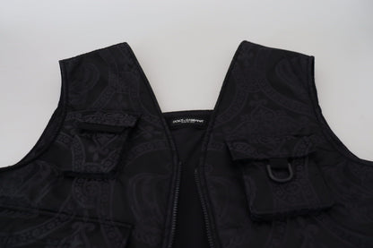 Dolce & Gabbana Black Nylon Full Zip Sleeveless 재킷