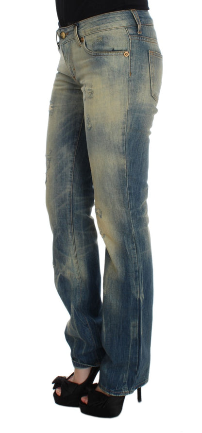 Cavalli Slim Fit Bootcut-Jeans aus Baumwolle in blauer Waschung