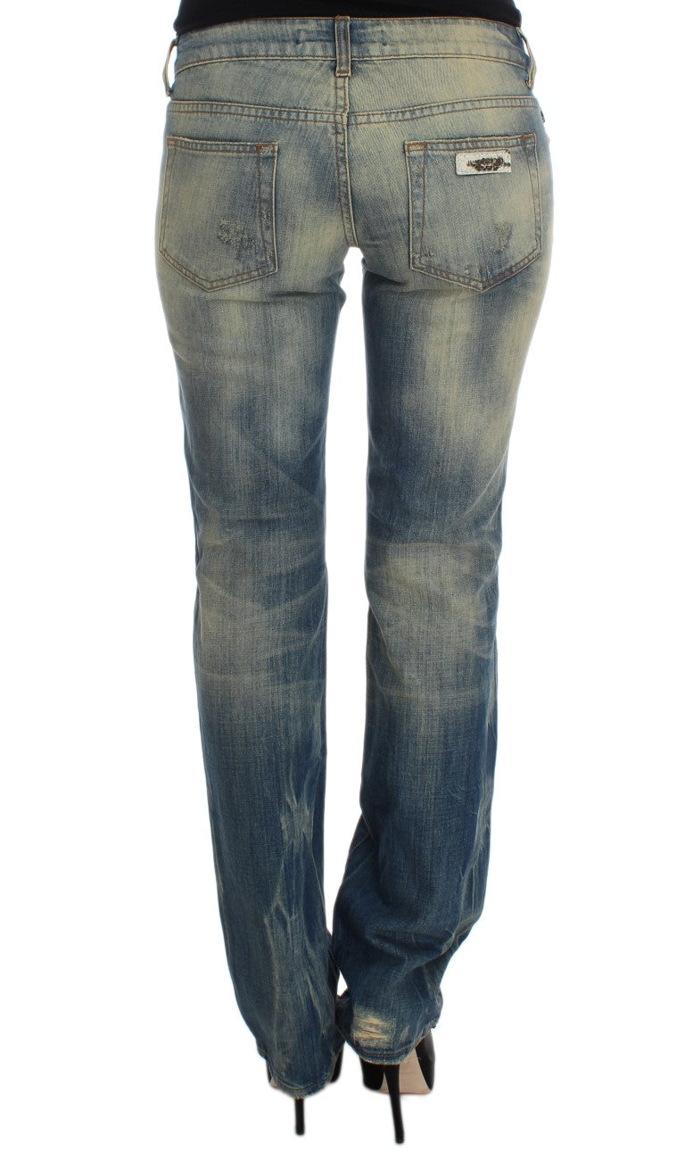 Cavalli Slim Fit Bootcut-Jeans aus Baumwolle in blauer Waschung