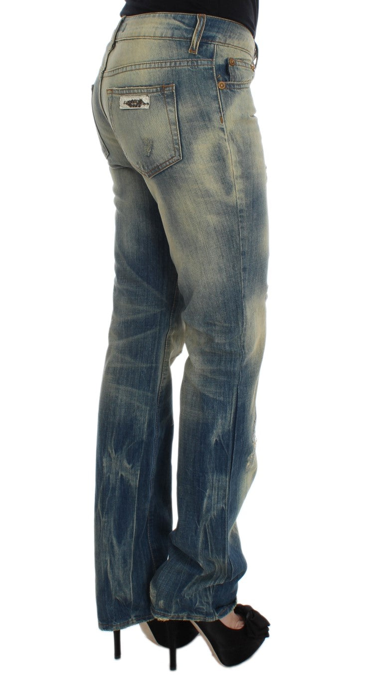 Cavalli Slim Fit Bootcut-Jeans aus Baumwolle in blauer Waschung