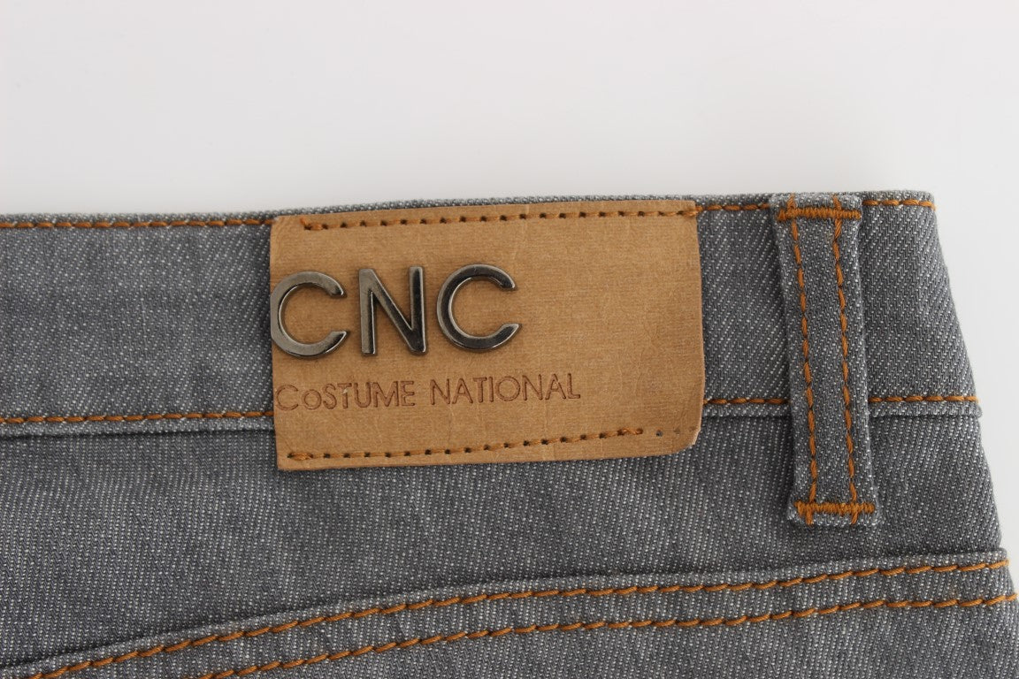 Kostüm-National-Jeans aus grauem Baumwoll-Denim mit normaler Passform