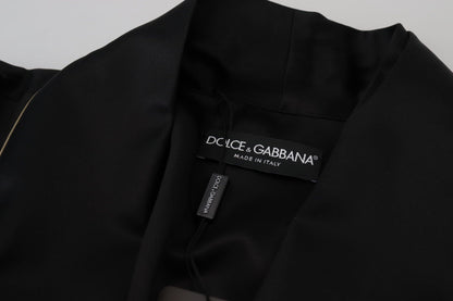 Dolce & Gabbana 블랙 100% 실크 로브 코트 랩 재킷