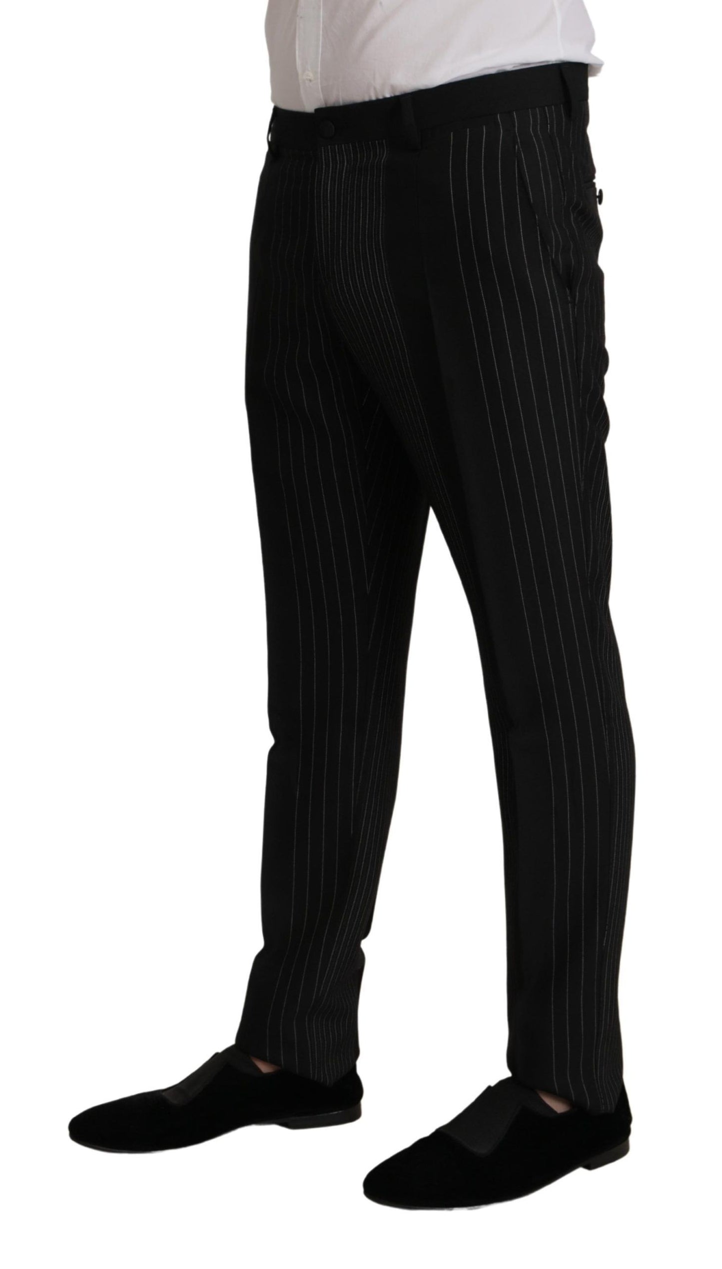 Dolce & Gabbana Elegant Black Striped Slim Fit Two-Piece Suit