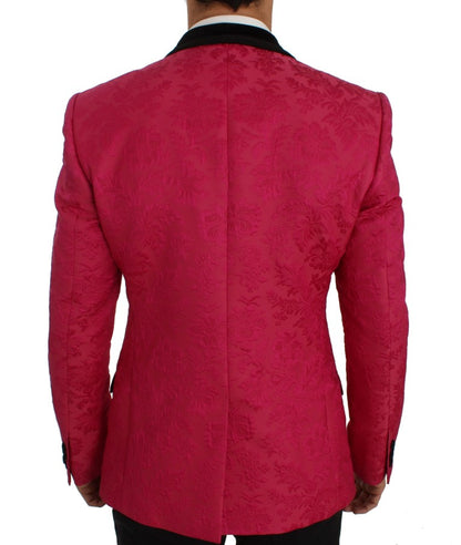 Dolce &amp; Gabbana Pink Floral Brocade Slim Blazer Jacke