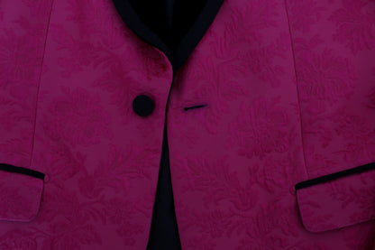 Dolce &amp; Gabbana Pink Floral Brocade Slim Blazer Jacke