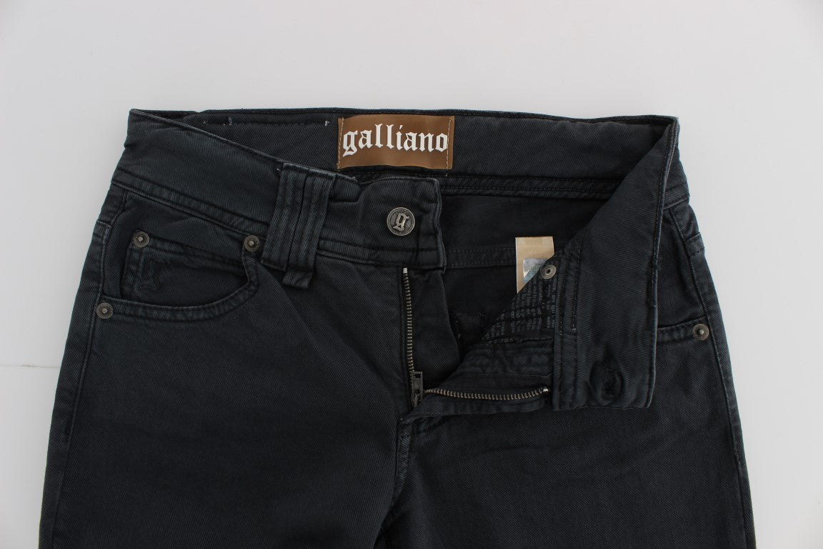 John Galliano Blue Wash Cotton Blend Slim Fit Bootcut 청바지