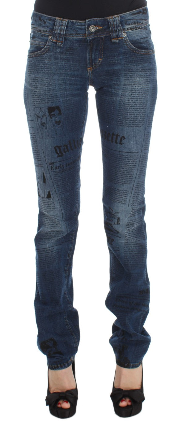 John Galliano Slim Fit Bootcut-Jeans aus Baumwollmischung in blauer Waschung