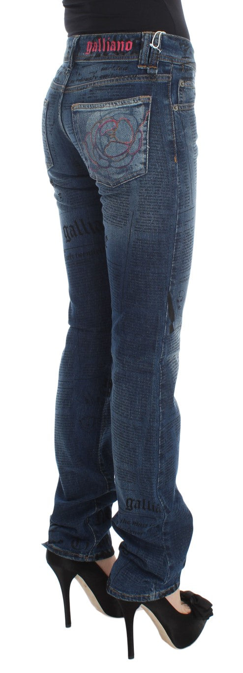 John Galliano Slim Fit Bootcut-Jeans aus Baumwollmischung in blauer Waschung