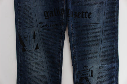 John Galliano Slim Fit Bootcut-Jeans aus Baumwollmischung in blauer Waschung