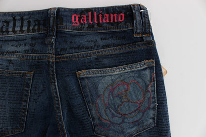 John Galliano Slim Fit Bootcut-Jeans aus Baumwollmischung in blauer Waschung