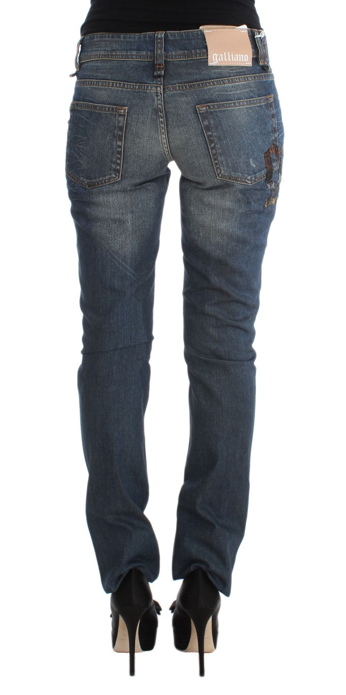 John Galliano Slim-Fit-Jeans aus Baumwollmischung in blauer Waschung