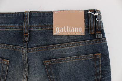 John Galliano Slim-Fit-Jeans aus Baumwollmischung in blauer Waschung