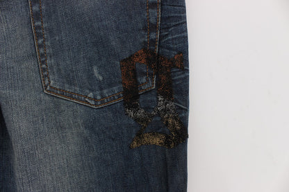 John Galliano Slim-Fit-Jeans aus Baumwollmischung in blauer Waschung