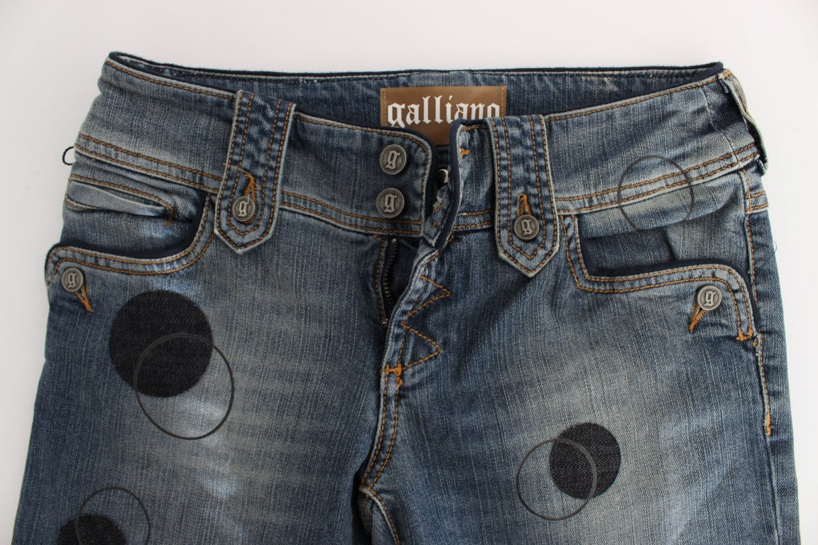 John Galliano Blue Wash Cotton Blend Slim Fit Bootcut 청바지