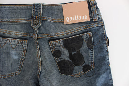 John Galliano Blue Wash Cotton Blend Slim Fit Bootcut 청바지