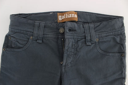 John Galliano Blaue Slim-Fit-Bootcut-Jeans aus Baumwollmischung