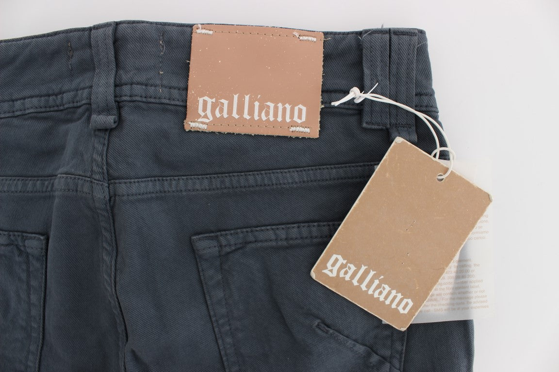 John Galliano Blaue Slim-Fit-Bootcut-Jeans aus Baumwollmischung