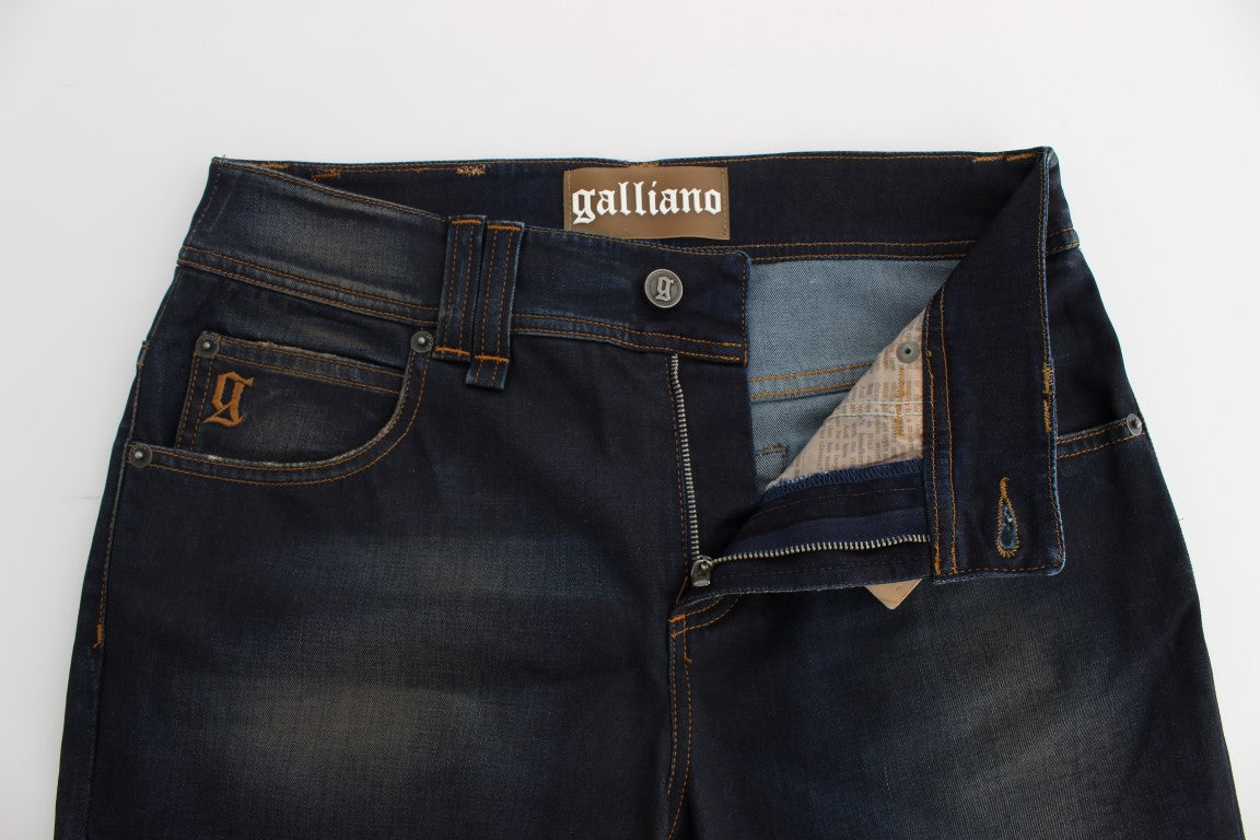 John Galliano Blue Wash Cotton Blend 남자 친구 Fit Jeans