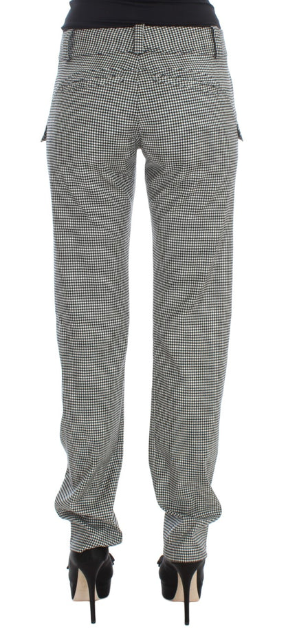 Ermanno Scervino Chic Checkered Black & White Regular Fit Pants