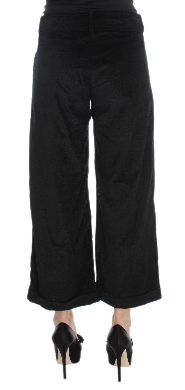 Ermanno Scervino Capri-Bootcut-Hose aus schwarzem Samt und Baumwolle