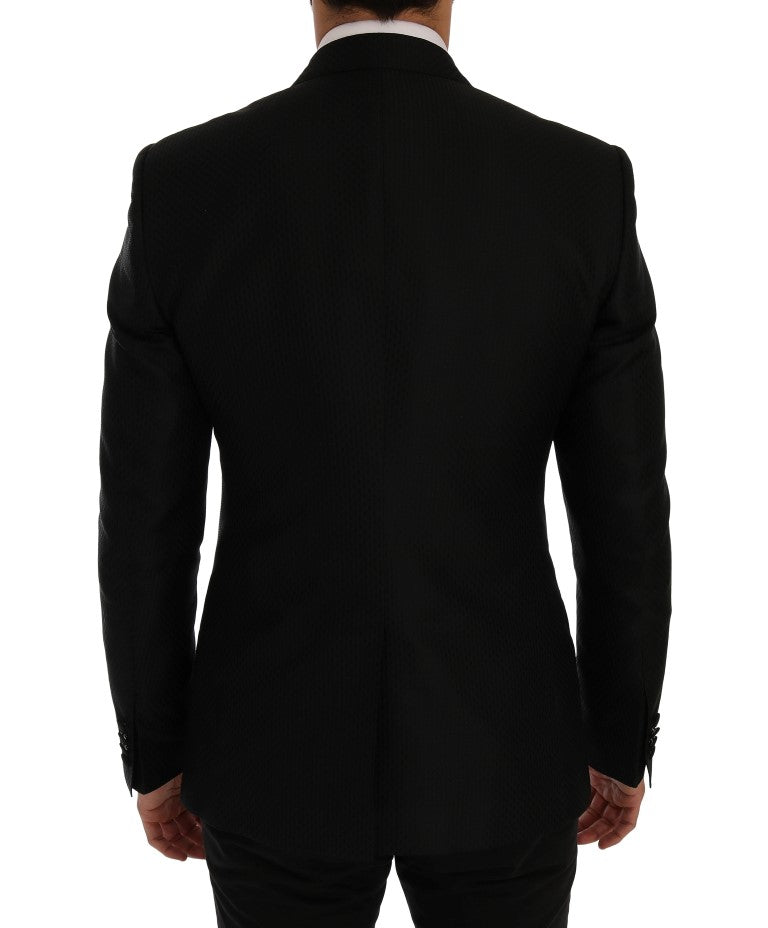 Dolce & Gabbana Black Blue Martini Silk Blazer 재킷