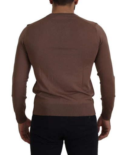 Dolce &amp; Gabbana Brauner Herren-Pullover aus Wolle mit V-Ausschnitt