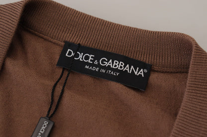 Dolce &amp; Gabbana Brauner Herren-Pullover aus Wolle mit V-Ausschnitt