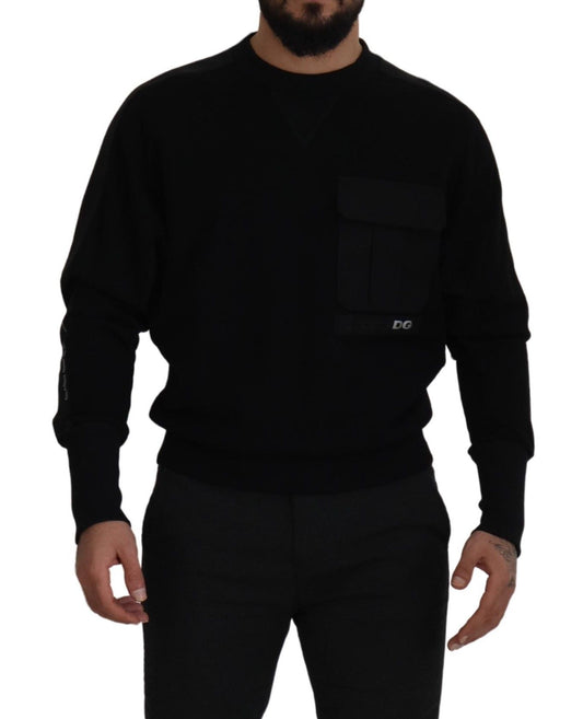 Dolce & Gabbana Black Cotton Crewneck Sweatshirt 스웨터