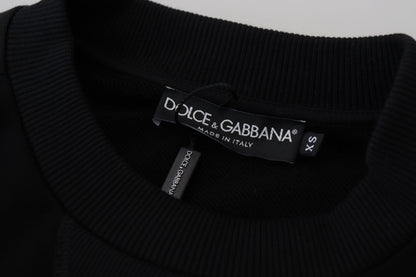 Dolce &amp; Gabbana – Schwarzer Baumwoll-Sweatshirt mit Rundhalsausschnitt