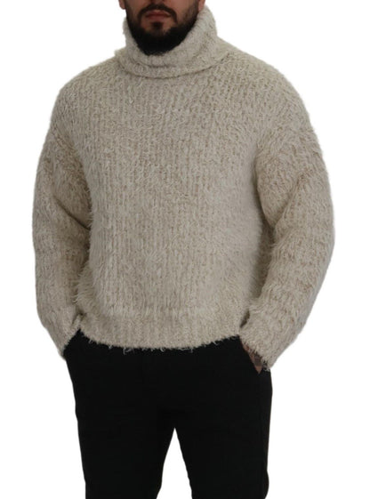 Dolce & Gabbana Elegant Cream Turtleneck Wool Blend Sweater