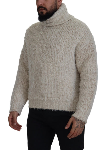 Dolce & Gabbana Elegant Cream Turtleneck Wool Blend Sweater