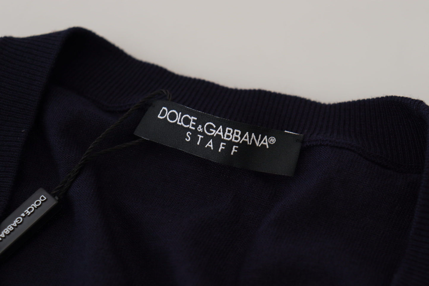 Dolce & Gabbana Blue Wool 직원 아래 가디건 스웨터