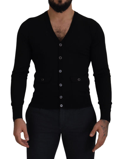 Dolce & Gabbana Black Wool Button Down Cardigan 스웨터